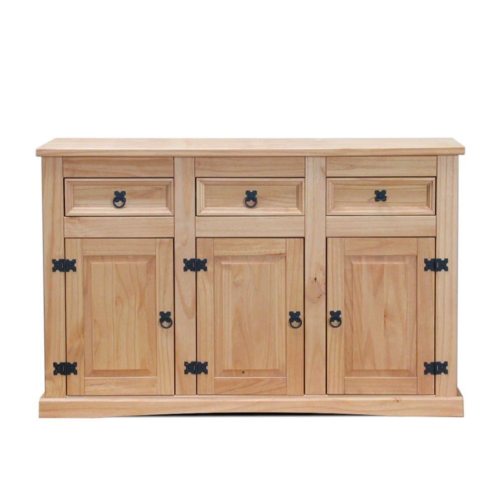 New Mexico skänk med 3 lådor och 3 dörrar bredd 132 cm, höjd 84 cm laserad/vaxad.