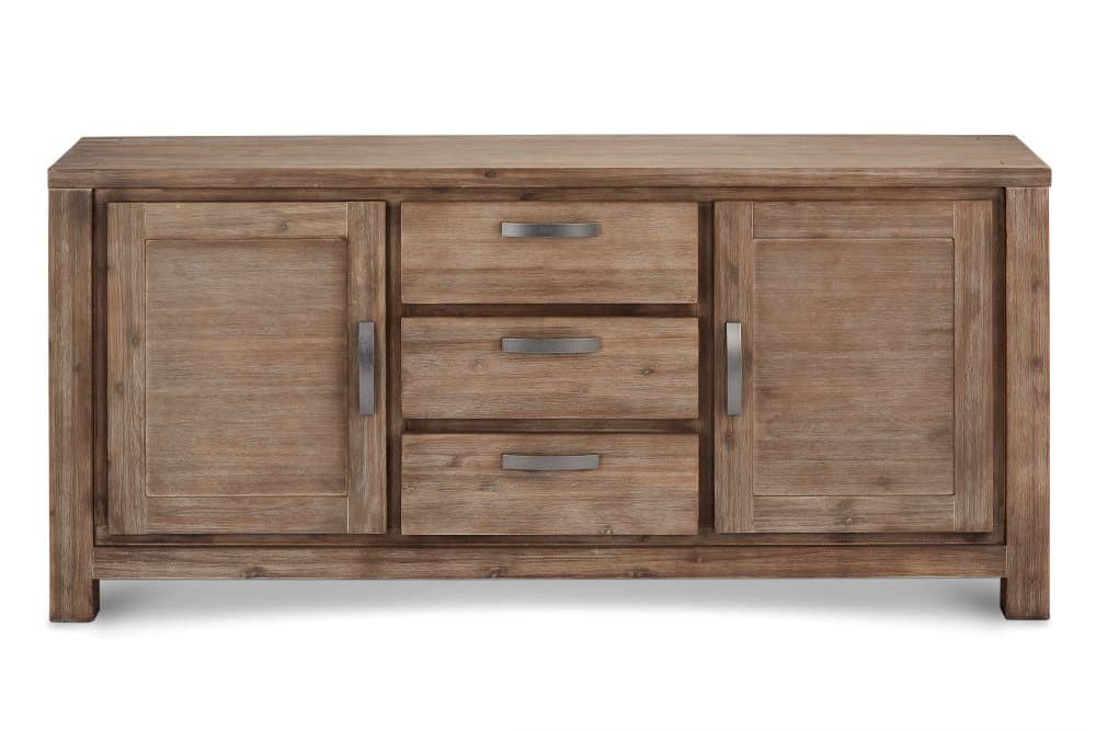 Alana skänk med 2 dörrar och 3 lådor, brunbetsad akacia. Levereras monterad.