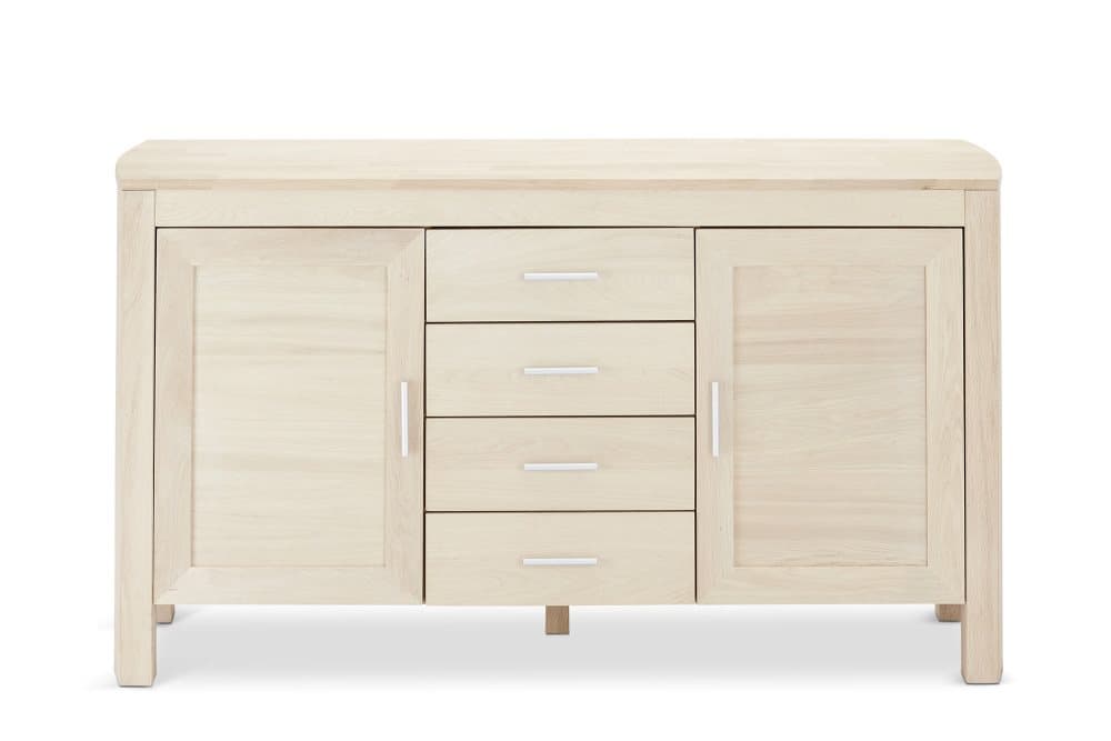 Veneto skänk med 2 dörrar och 4 lådor, vitoljad ek.