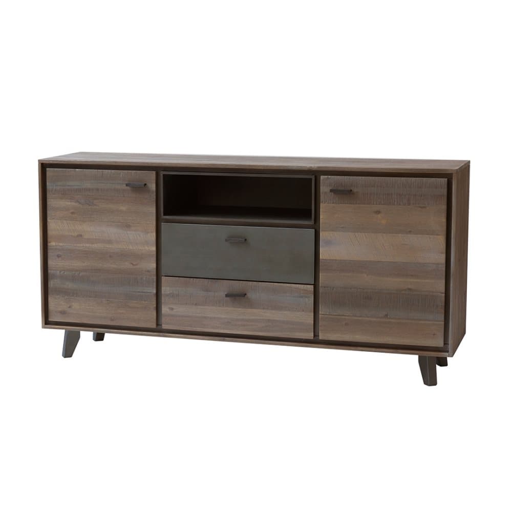 Marla skänk med 2 dörrar och 2 lådor, akacia, brun/grå. Levereras monterad.