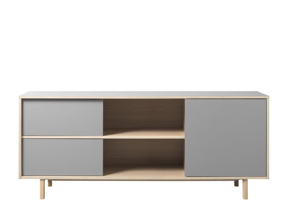 Bone skänk 2 lådor, 1 hylla och 1 dörr, grå HPL.