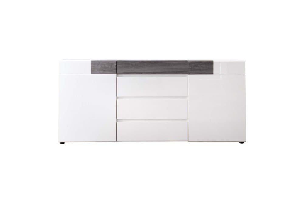 Tomar skänk 2 dörrar och 4 lådor, vit, vit högglans.