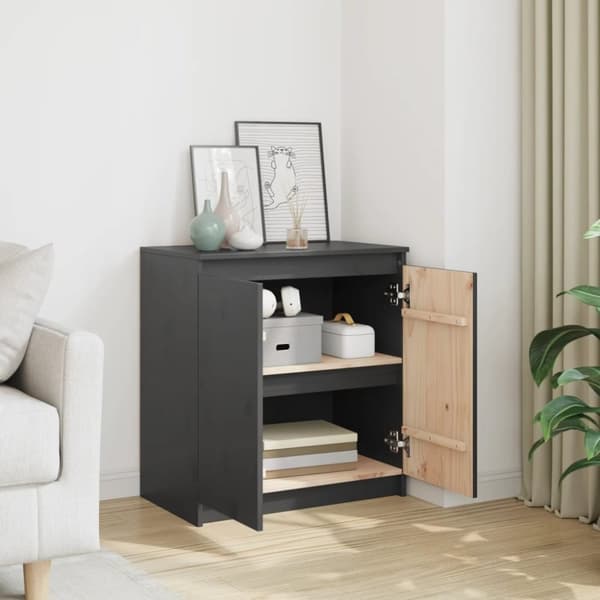 vidaXL Skänk grå 60x36x65 cm massiv furu