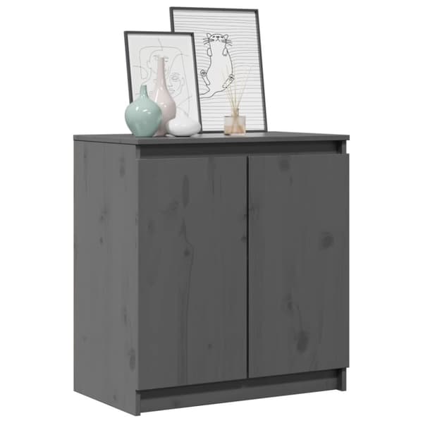 vidaXL Sivukaappi harmaa 60x36x65 cm täysi mänty
