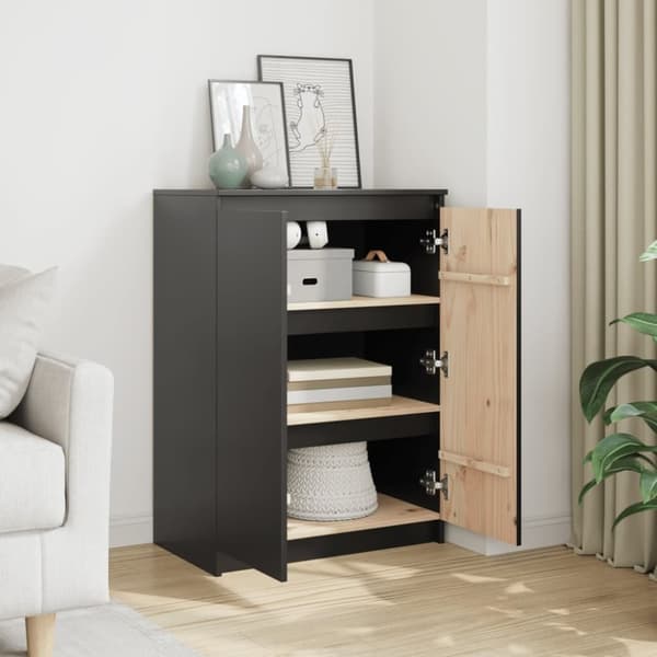 vidaXL Skänk svart 60x36x84 cm massivt furuträ