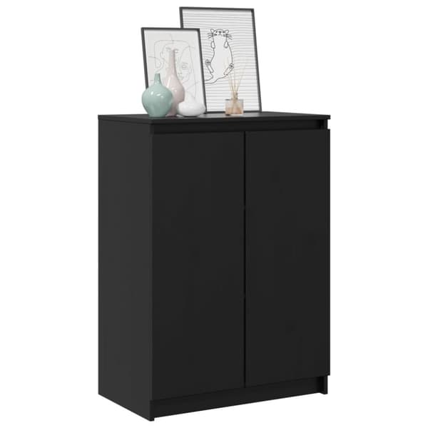 vidaXL Skänk svart 60x36x84 cm massivt furuträ