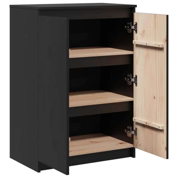 vidaXL Skänk svart 60x36x84 cm massivt furuträ