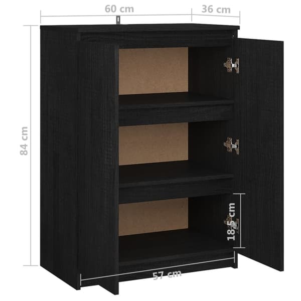 vidaXL Skänk svart 60x36x84 cm massivt furuträ