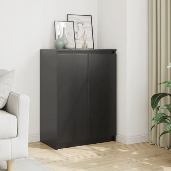 vidaXL Skänk svart 60x36x84 cm massivt furuträ