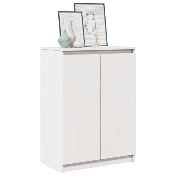 vidaXL skænk 60x36x84 cm massivt fyrretræ hvid