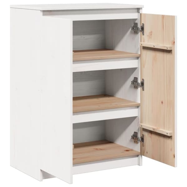 vidaXL skænk 60x36x84 cm massivt fyrretræ hvid