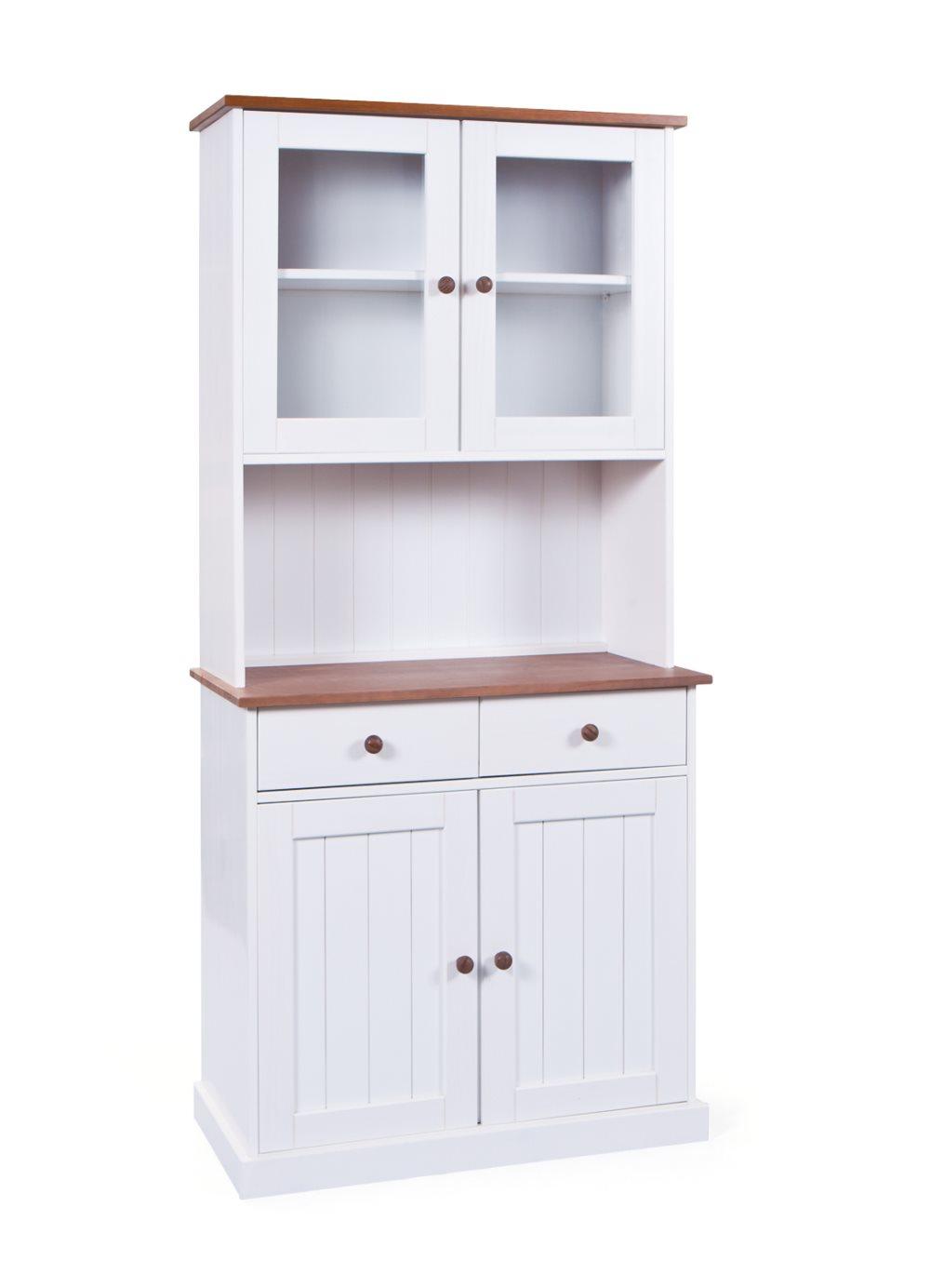 Wright skänk 2 dörrar, 2 glasdörrar, 2 lådor vit, brun.