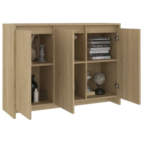 vidaXL Skjenk sonoma eik 102x33x75 cm konstruert tre
