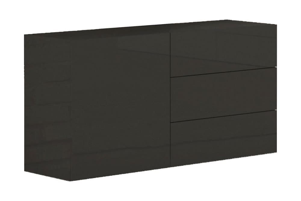 METINA Skänk 110 cm Dörr + 3 Lådor Antracit Högglans
