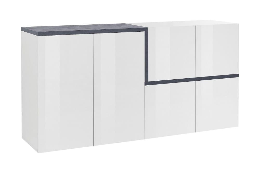 ZETEL Skänk 160 cm 6 Dörrar Vit/Antracit