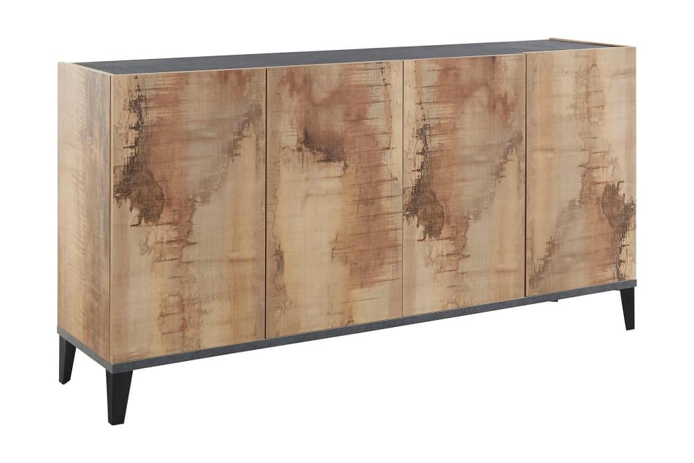 SUNAM Skänk 160 cm 4 Dörrar Antracit/Brun