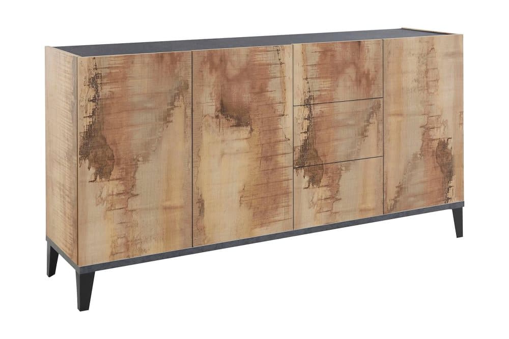 SUNAM Skänk 160 cm 3 Dörrar + Låda Antracit/Brun