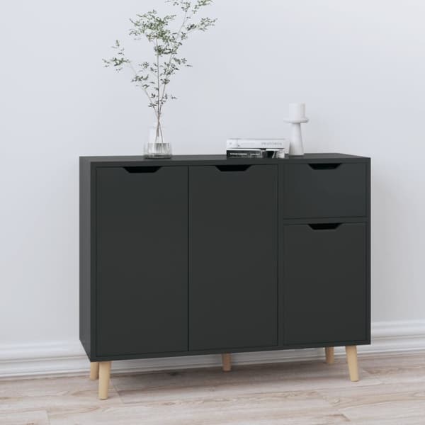 vidaXL skænk 90x30x72 cm konstrueret træ sort højglans