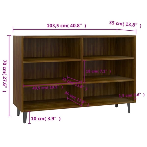 vidaXL Skjenk brun eik 103,5x35x70 cm konstruert tre