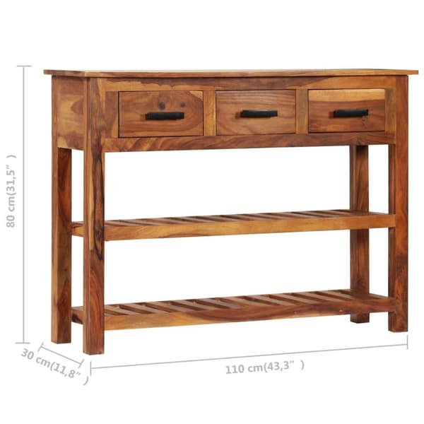 vidaXL Skjenk med 3 skuffer 110x30x80 cm heltre akasie