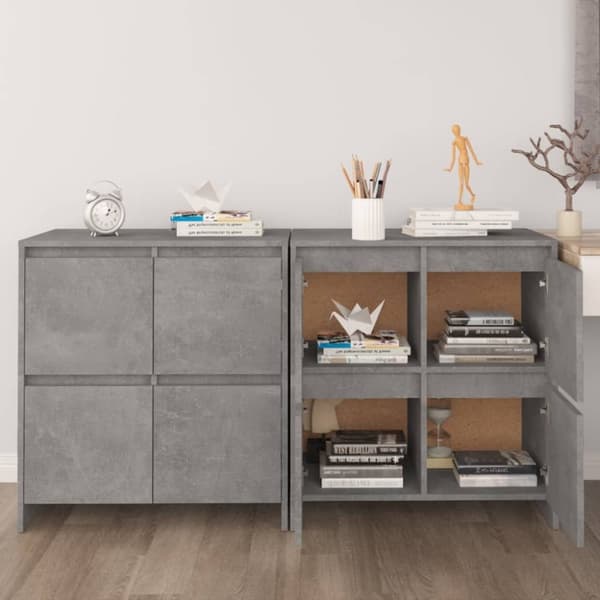 vidaXL Skänk 2 st betonggrå 70x41x75 cm spånskiva