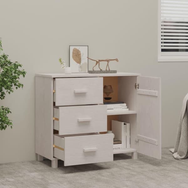 vidaXL Skjenk HAMAR hvit 90x40x80 cm heltre furu