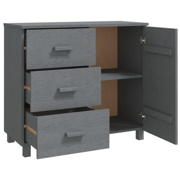 vidaXL Skjenk HAMAR mørkegrå 90x40x80 cm heltre furu