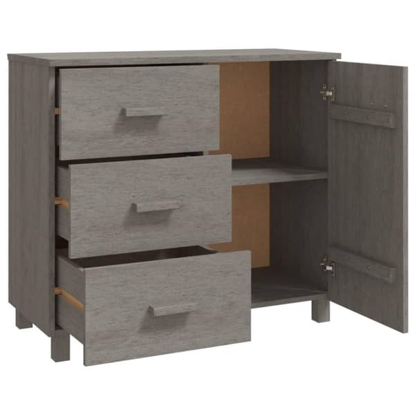 vidaXL Skänk HAMAR ljusgrå 90x40x80 cm massiv furu