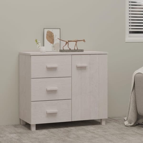 vidaXL skænk HAMAR 90x40x80 cm massivt fyrretræ hvid