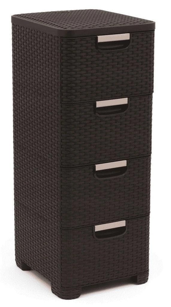 CURVER - Bokhylla MED 4 LÅDOR - Mörkbrun färg