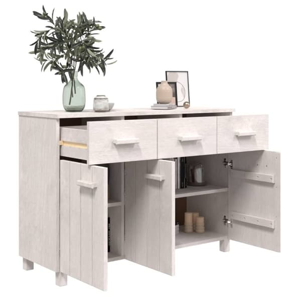 vidaXL Sivupöytä HAMAR valkoinen 113x40x80 cm täysi mänty