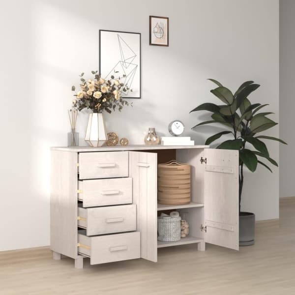 vidaXL skænk HAMAR 113x40x80 cm massivt fyrretræ hvid