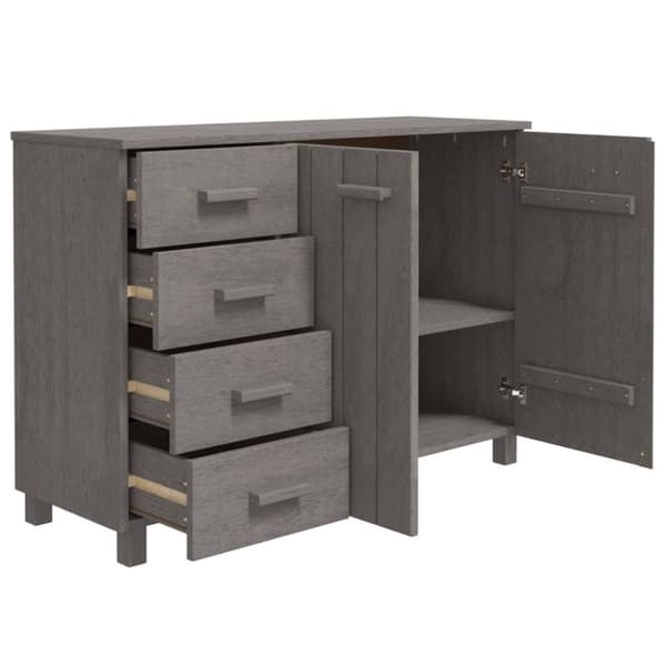 vidaXL skænk HAMAR 113x40x80 cm massivt fyrretræ lysegrå