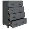 Miniatyrbilde 4 av 10: vidaXL Skjenk HAMAR mørkegrå 79x40x103,5 cm heltre furu