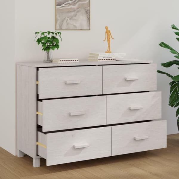 vidaXL skænk HAMAR 113x40x80 cm massivt fyrretræ hvid
