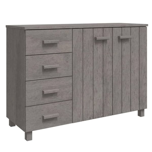 vidaXL Skjenk HAMAR lysegrå 113x40x80 cm heltre furu