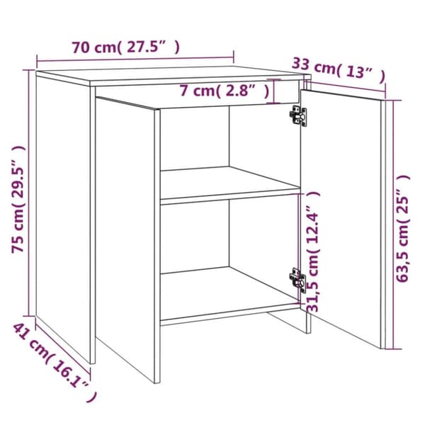 vidaXL skænk 70x41x75 cm konstrueret træ betongrå