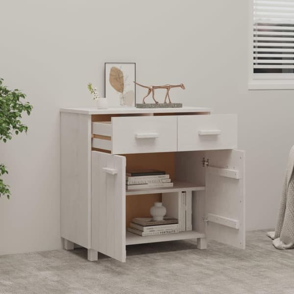 vidaXL skænk HAMAR 79x40x80 cm massivt fyrretræ hvid
