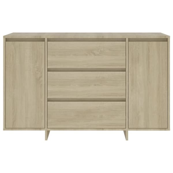 vidaXL skænk med 3 skuffer 120x41x75 cm spånplade sonoma-eg