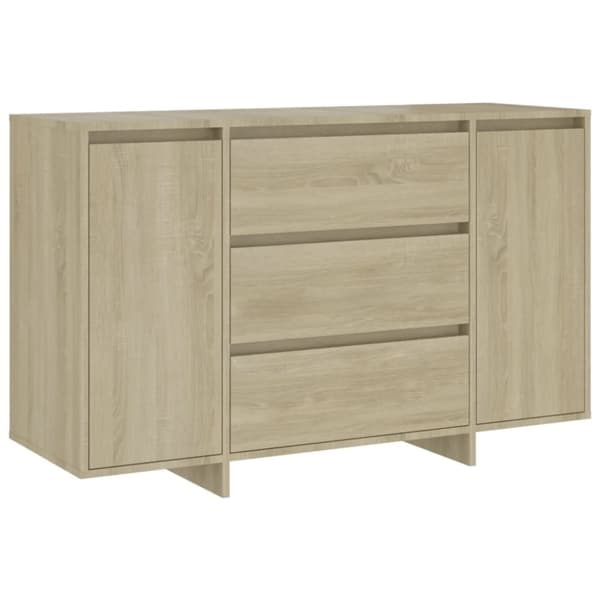 vidaXL skænk med 3 skuffer 120x41x75 cm spånplade sonoma-eg