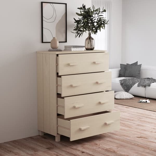 vidaXL skænk HAMAR 79x40x103,5 cm massivt fyrretræ honningbrun