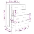 Miniatyrbilde 7 av 10: vidaXL Skjenk HAMAR hvit 79x40x103,5 cm heltre furu