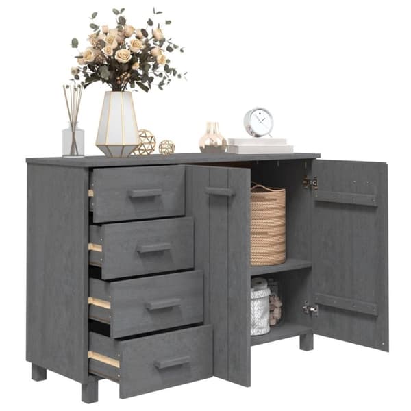 vidaXL Skjenk HAMAR mørkegrå 113x40x80 cm heltre furu