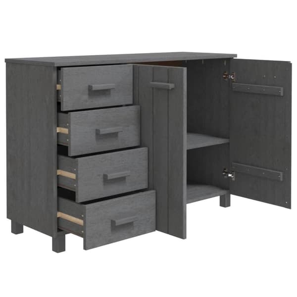 vidaXL Skjenk HAMAR mørkegrå 113x40x80 cm heltre furu