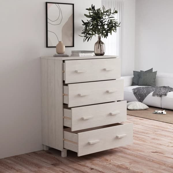 vidaXL Sivupöytä HAMAR valkoinen 79x40x103,5 cm täysi mänty