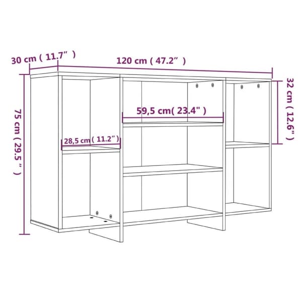 vidaXL Skjenk betonggrå 120x30x75 cm konstruert tre