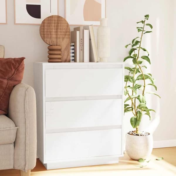 vidaXL Skjenk hvit 60x34x75 cm heltre furu