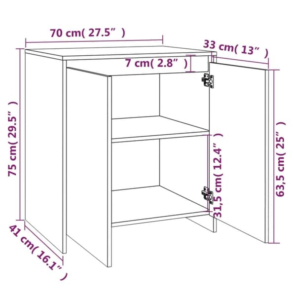 vidaXL Skänk rökfärgad ek 70x41x75 cm konstruerat trä