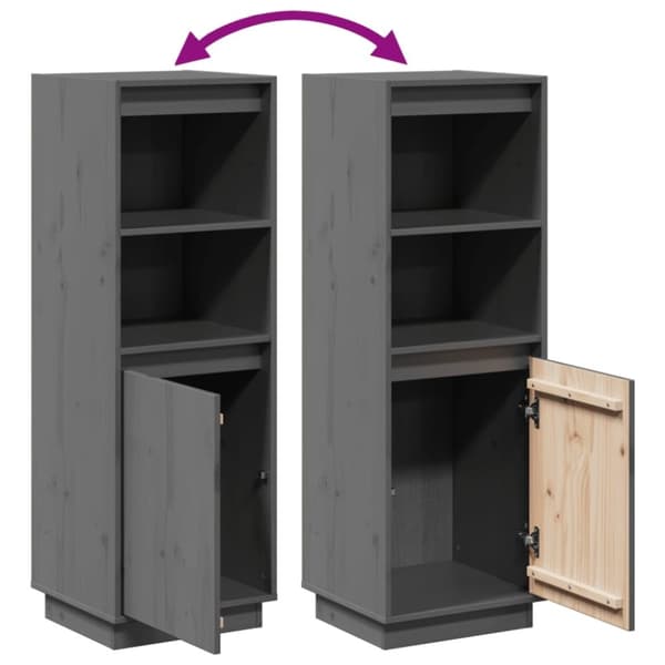 vidaXL Highboard grå 37x34x110 cm heltre furu
