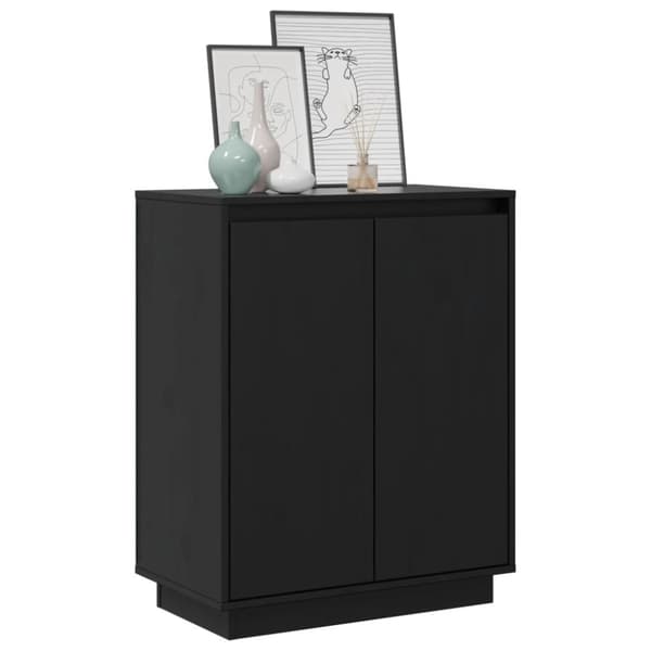 vidaXL skænk 60x34x75 cm massivt fyrretræ sort